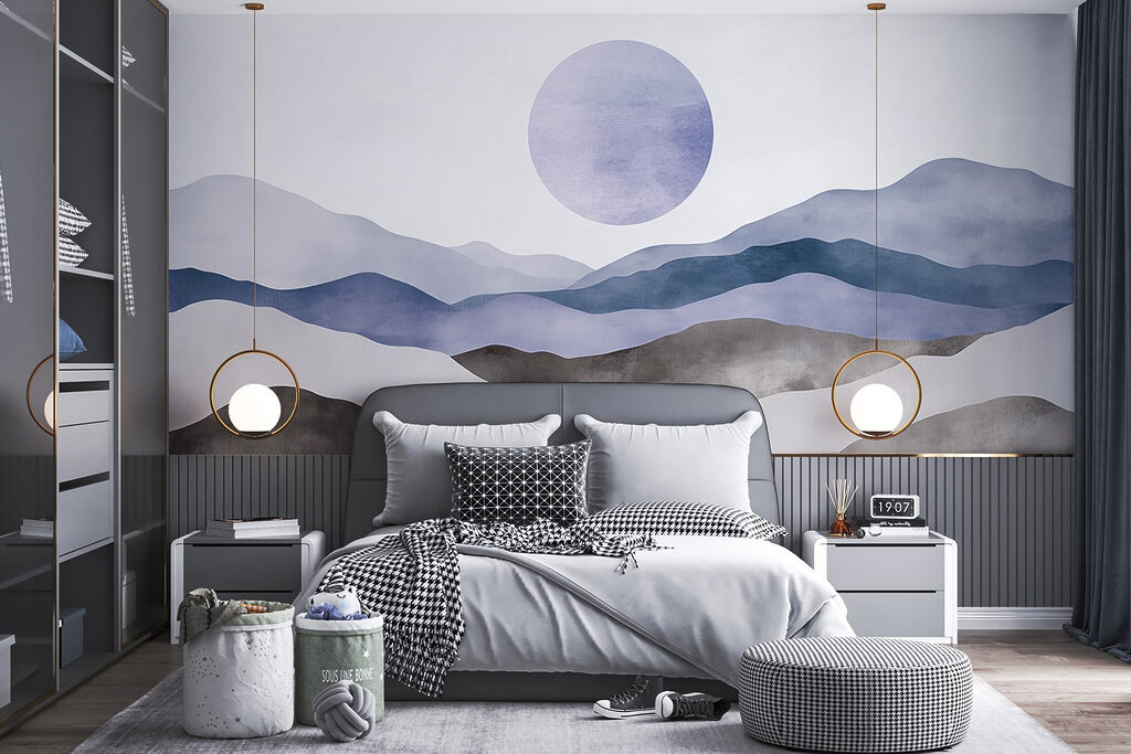 Landscape with mountains and a sun Landscape with mountains and a sun