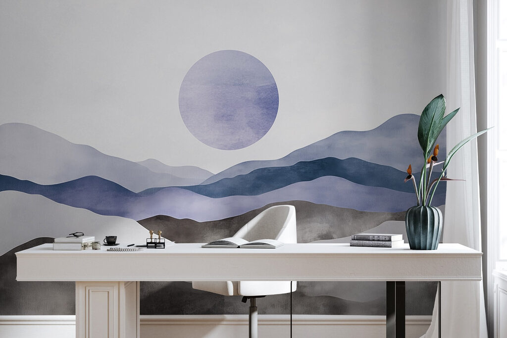 Landscape with mountains and a sun Landscape with mountains and a sun