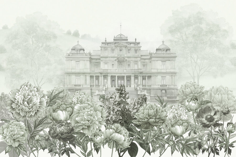 Papel de parede Grande edifício branco com flores - Image 6