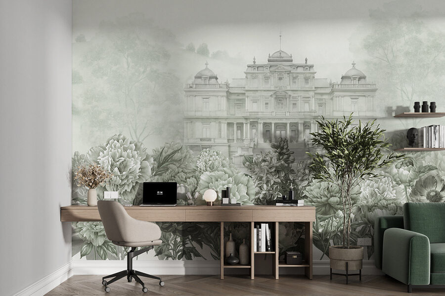 Papel de parede Grande edifício branco com flores - Image 5