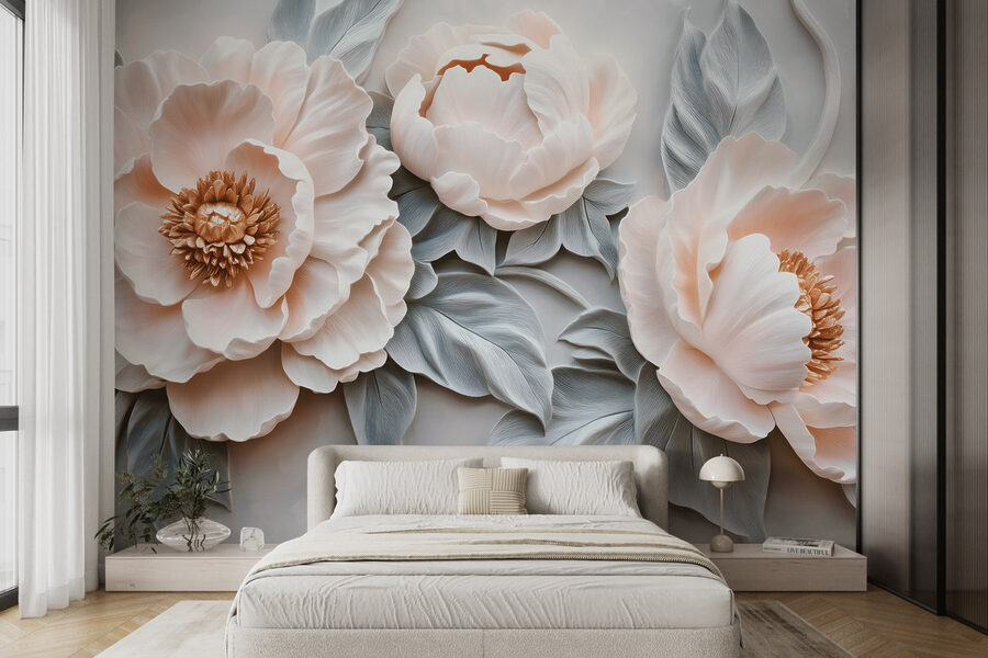 Grupo de flores brancas com folhas
