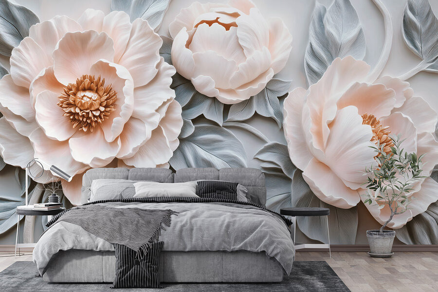 Grupo de flores brancas com folhas