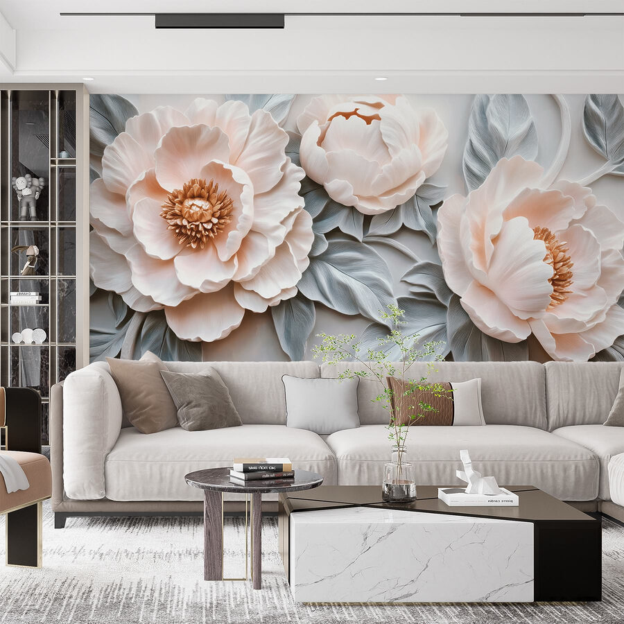 Grupo de flores brancas com folhas