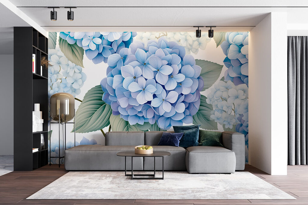 Hydrangeas in soft blue hues