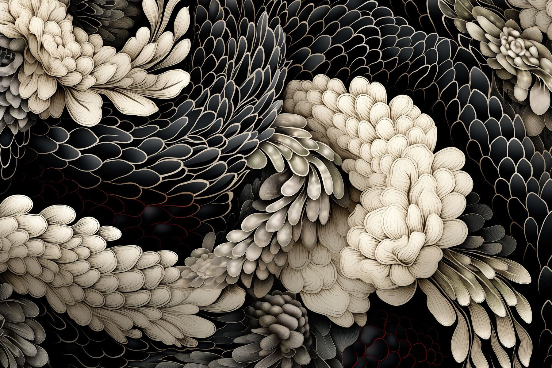 Intricate floral design in neutral tones