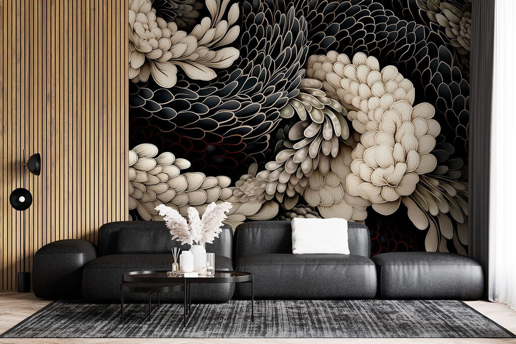 Intricate floral design in neutral tones