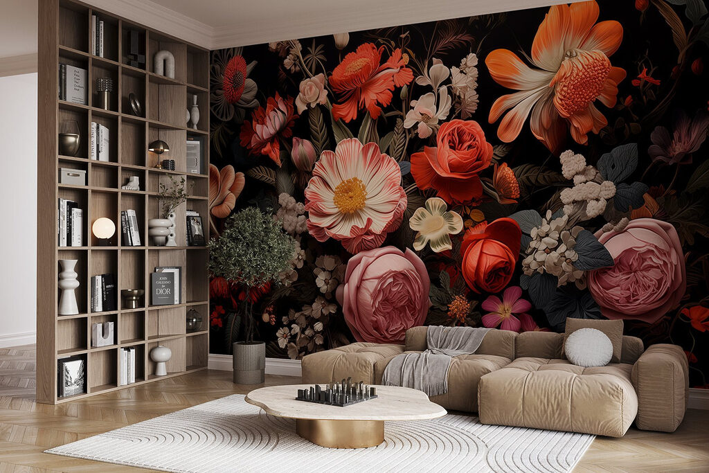 Group of flowers on a black background Group of flowers on a black background