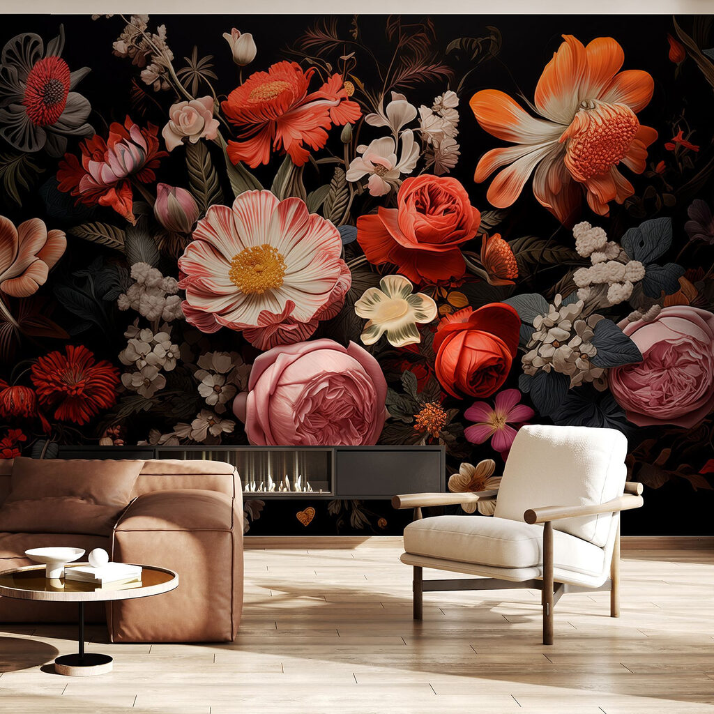 Group of flowers on a black background Group of flowers on a black background