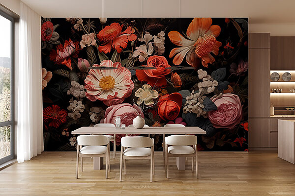 Group of flowers on a black background Group of flowers on a black background