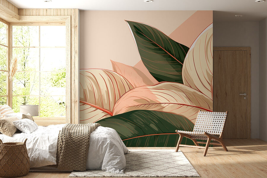 Papel de parede Folhagem bonita em cores suaves - Image 2