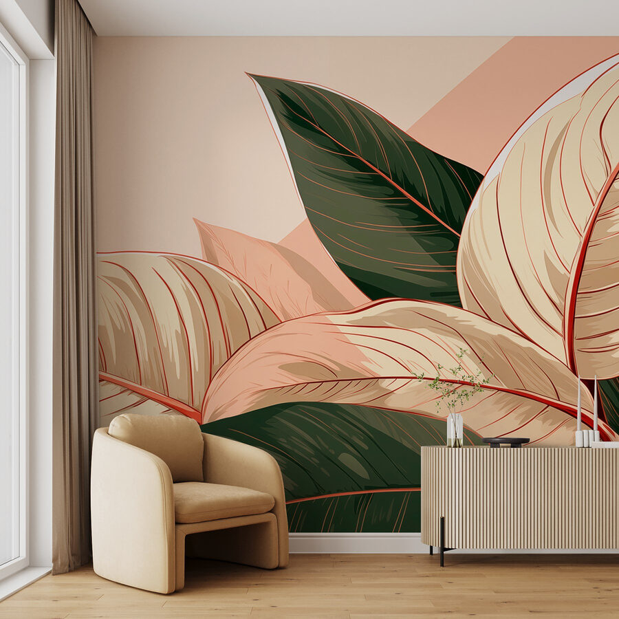 Papel de parede Folhagem bonita em cores suaves - Image 3