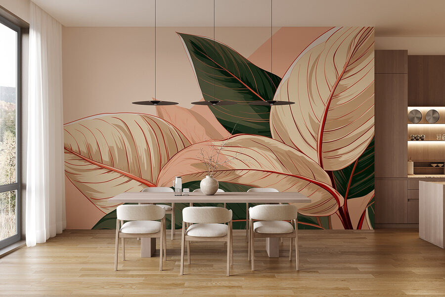 Papel de parede Folhagem bonita em cores suaves - Image 6