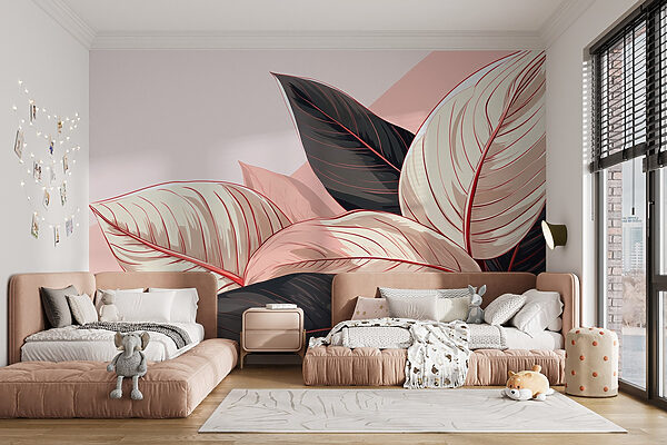 Lush leaves in soft pastel tones Lush leaves in soft pastel tones