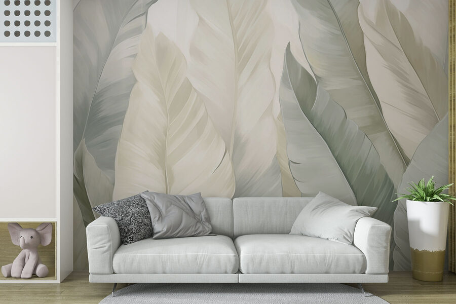 Papel de parede Folhas verdes macias em camadas suaves - Image 2