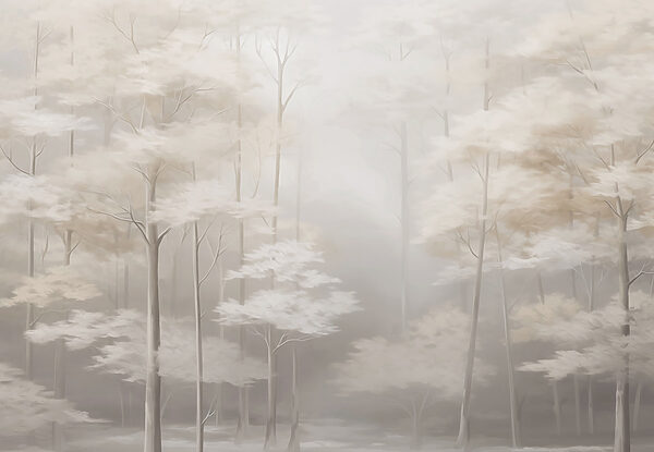Foggy forest with trees