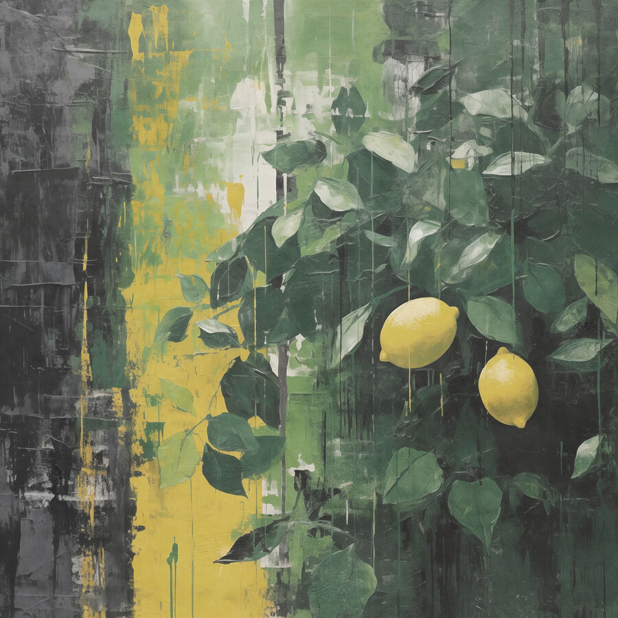 Pintura de limões de uma árvore Pintura de limões de uma árvore