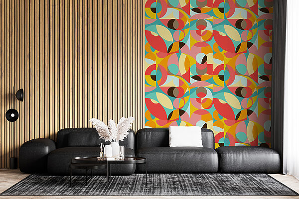 Colorful pattern of circles and squares