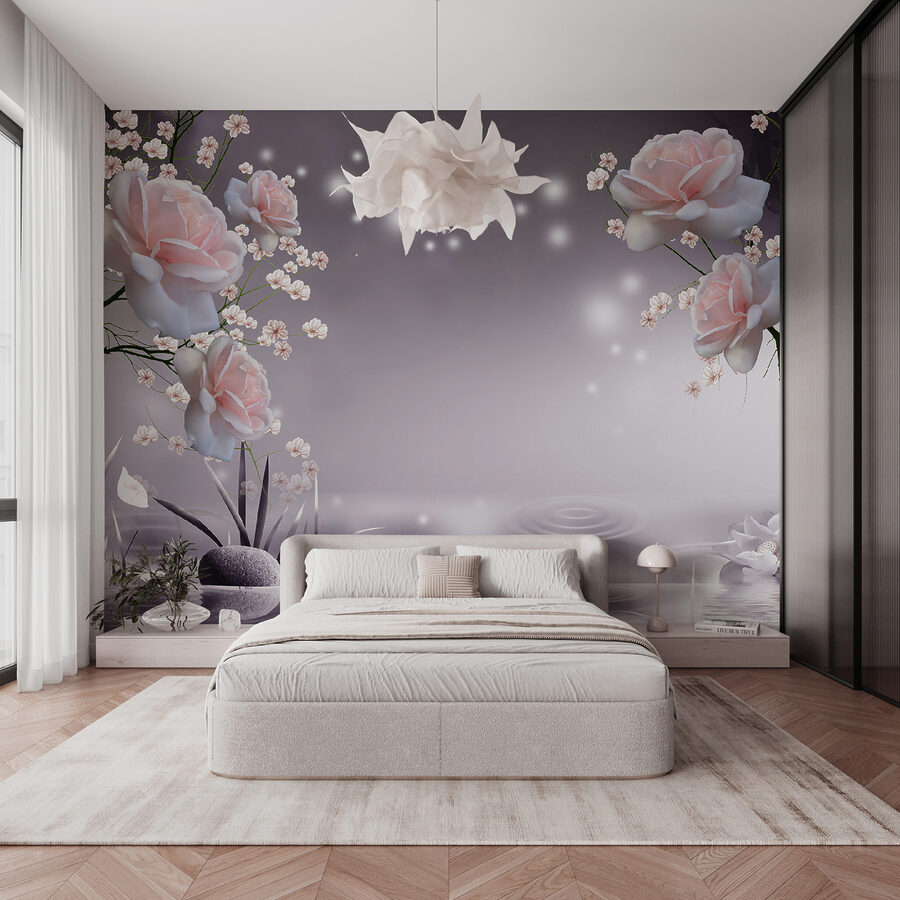 Papel de parede Flores cor-de-rosa e flores brancas - Image 10