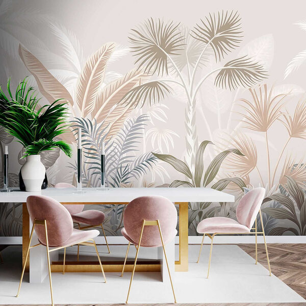 Folhas tropicais em tons pastel suaves. Folhas tropicais em tons pastel suaves.