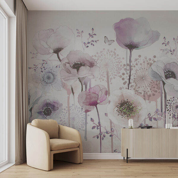 Pintura de flores e borboletas Pintura de flores e borboletas