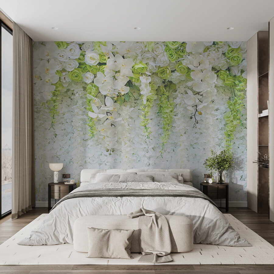 Muro de flores e trepadeiras