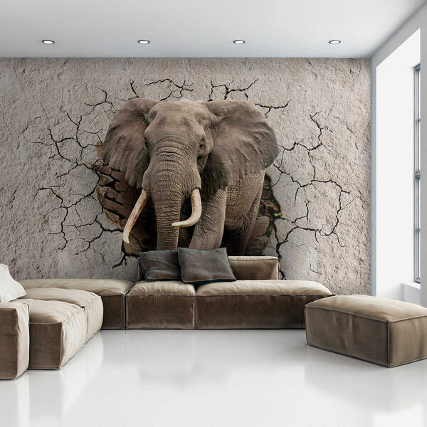 An elephant coming through a wall An elephant coming through a wall