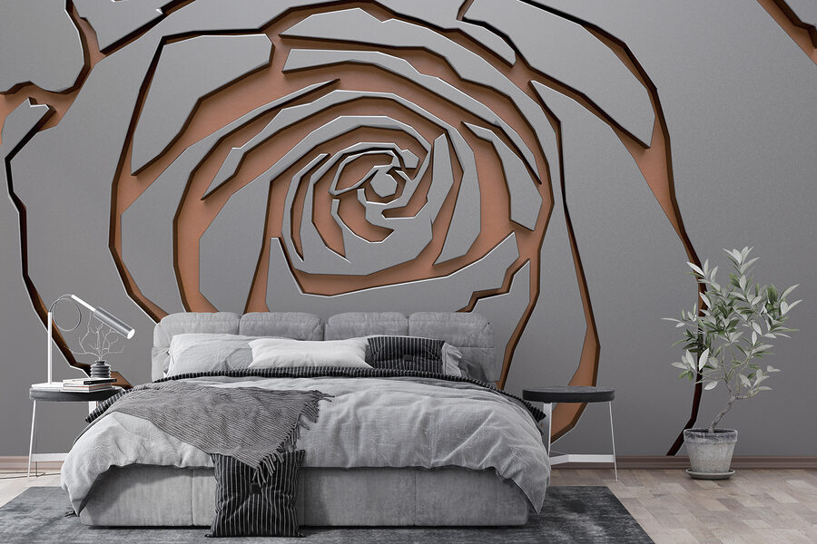 Desenho abstrato de rosas em textura metálica.