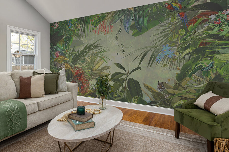 Pintura de uma floresta tropical