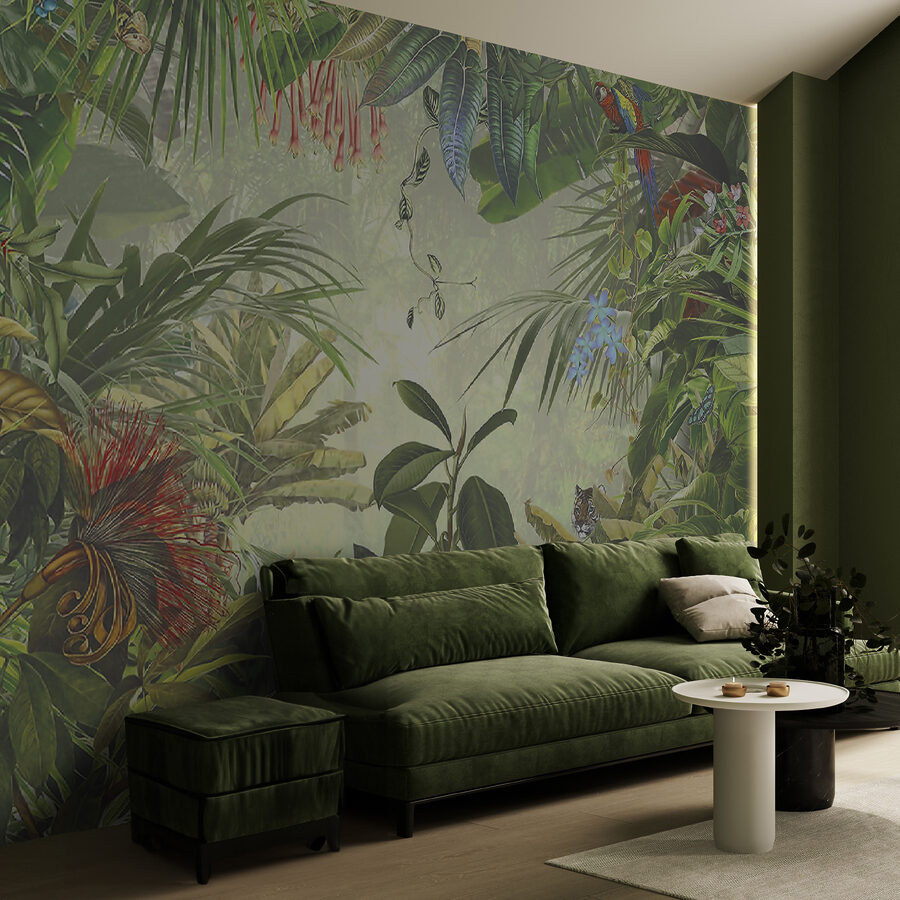 Pintura de uma floresta tropical