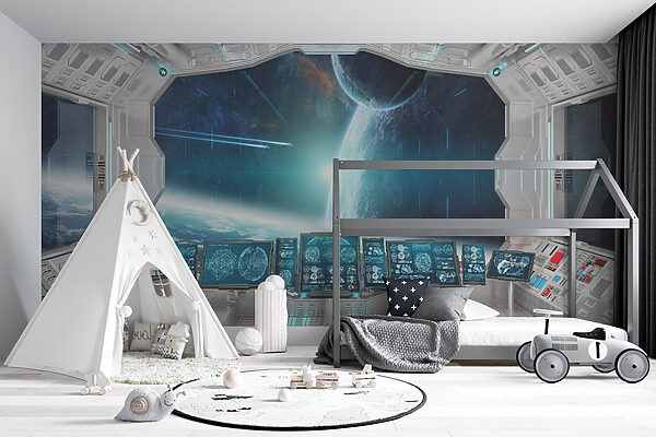 Quarto com biombos e vista para a terra a partir da janela Quarto com biombos e vista para a terra a partir da janela