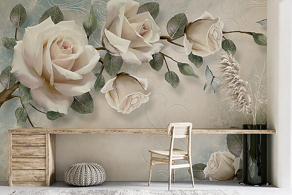 Delicate roses with soft butterflies Delicate roses with soft butterflies