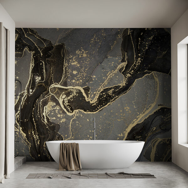 Elegant marbled black and metallic swirls
