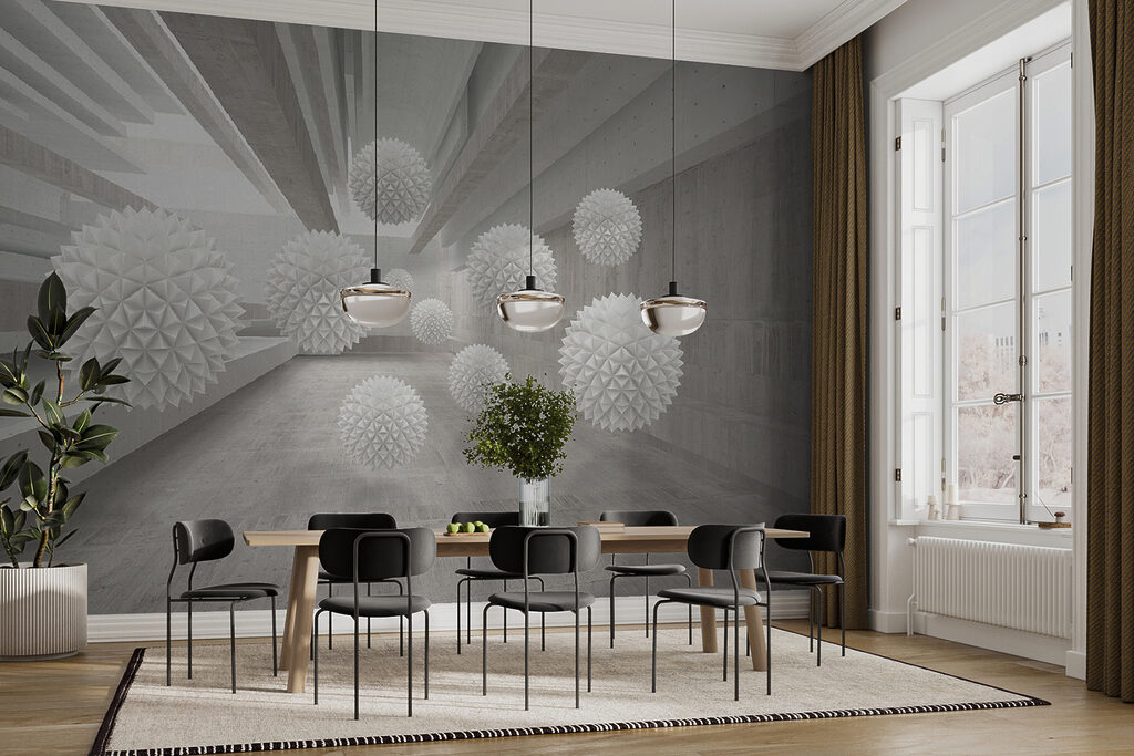 White balls in a room