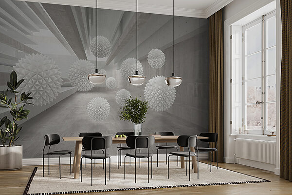 White balls in a room