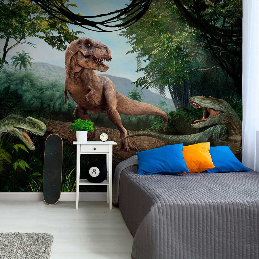 Dinossauro numa floresta