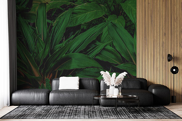 Folhas tropicais exuberantes num verde vibrante. Folhas tropicais exuberantes num verde vibrante.