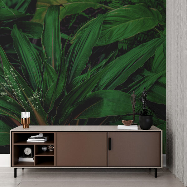 Folhas tropicais exuberantes num verde vibrante. Folhas tropicais exuberantes num verde vibrante.
