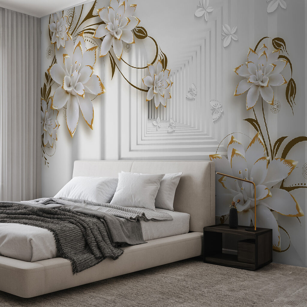 White and orange flowers on a white background White and orange flowers on a white background