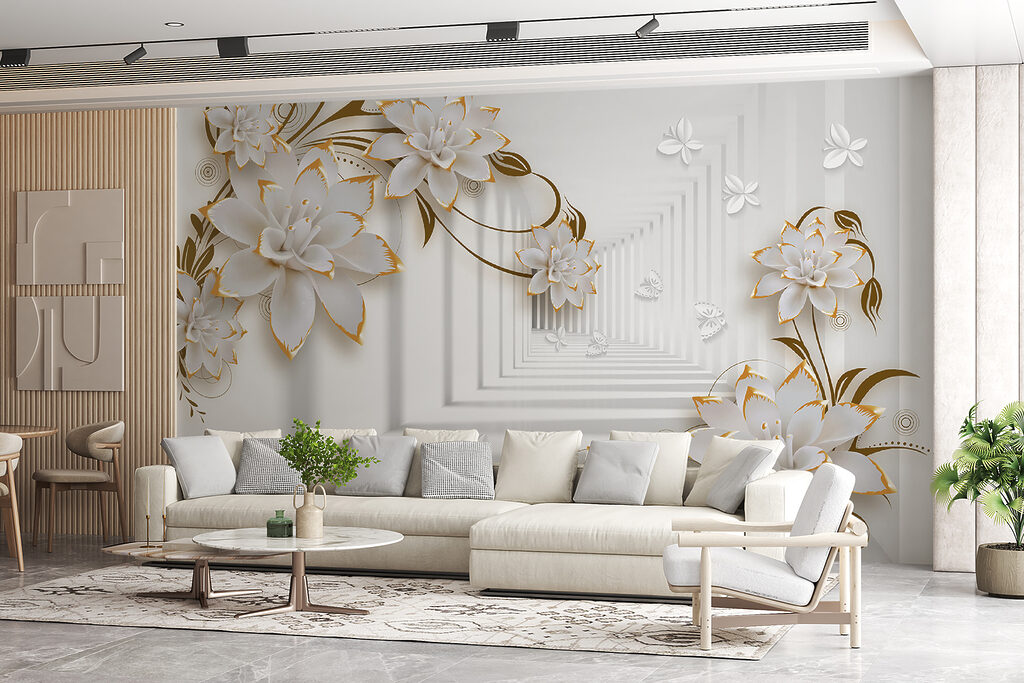 White and orange flowers on a white background White and orange flowers on a white background