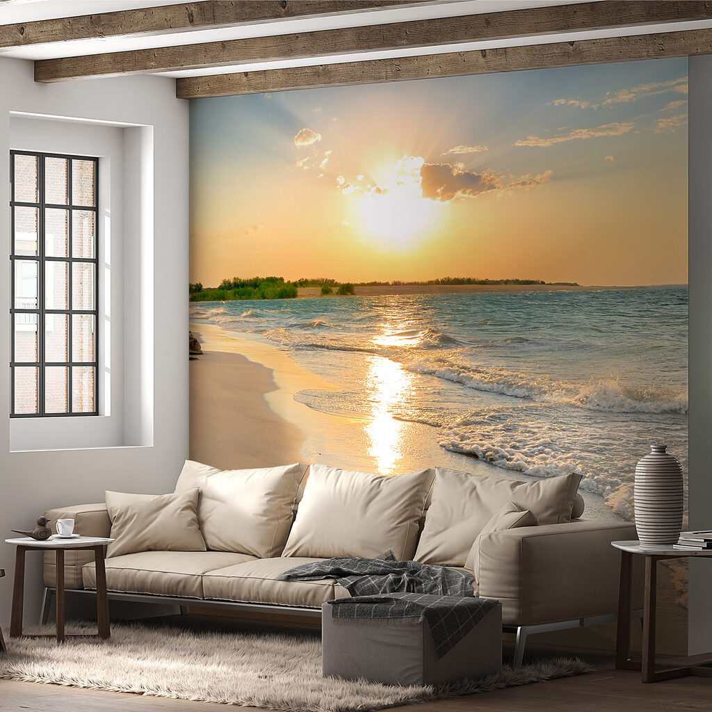 Praia com ondas e um pôr do sol u53408pig22ms 1024x1024 - Praia com ondas e um pôr do sol