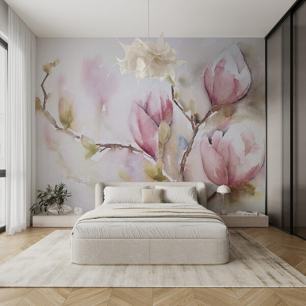 Pintura a aguarela de flores cor-de-rosa Pintura a aguarela de flores cor-de-rosa