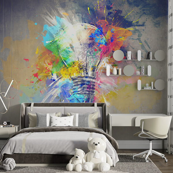 Lâmpada com salpicos de tinta colorida Lâmpada com salpicos de tinta colorida