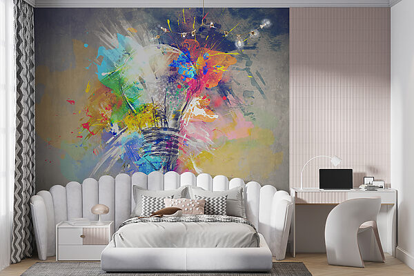 Lâmpada com salpicos de tinta colorida Lâmpada com salpicos de tinta colorida