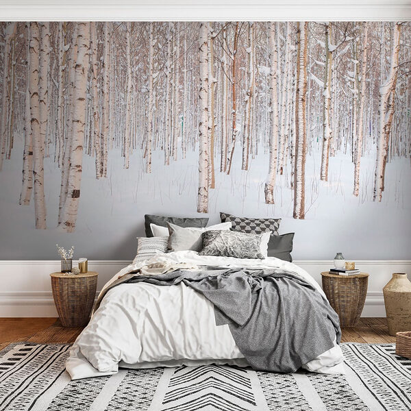 Group of trees in a snowy forest Group of trees in a snowy forest