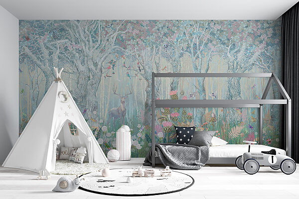 Pintura de um veado numa floresta Pintura de um veado numa floresta