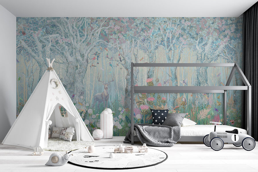 Pintura de um veado numa floresta Pintura de um veado numa floresta