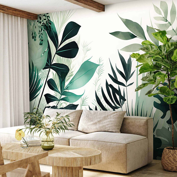 Folhas verdes exuberantes em tons suaves. Folhas verdes exuberantes em tons suaves.