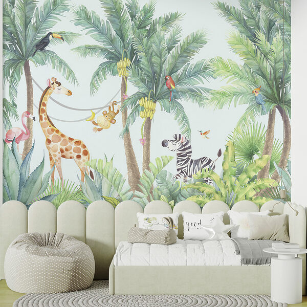 Girafa e zebra numa selva Girafa e zebra numa selva