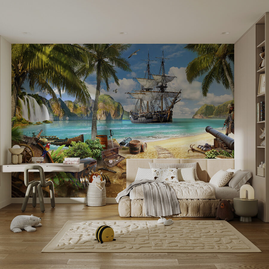Navio pirata numa praia Navio pirata numa praia