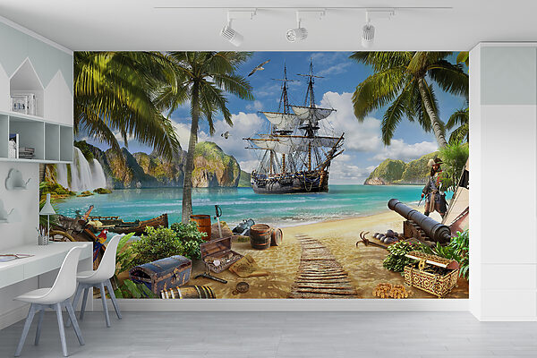 Navio pirata numa praia Navio pirata numa praia